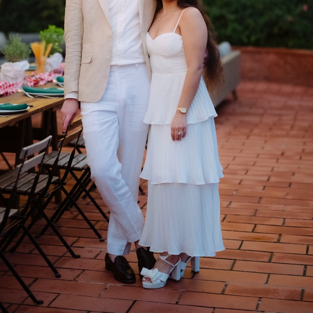 Lulus White Ribbed Tiered Dress